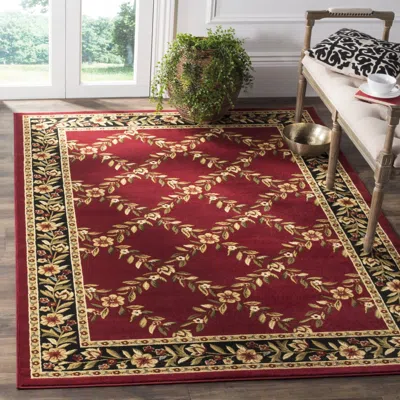 Safavieh Lyndhurst Machine Made Area Rug, Red / Black Traditional Style Easy Care