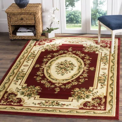 Safavieh Lyndhurst Machine Made Area Rug, Red / Ivory Traditional Style Easy Care In Multi