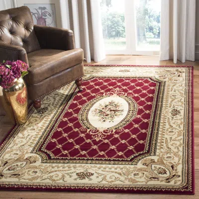 Safavieh Lyndhurst Machine Made Area Rug, Red / Ivory Traditional Style Easy Care In Multi