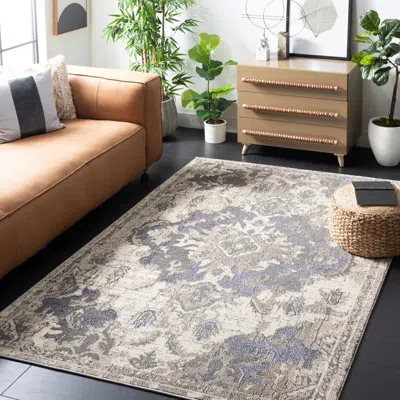 Safavieh Madison Machine Made Area Rug, Beige / Purple Traditional Style Easy Care In Gray