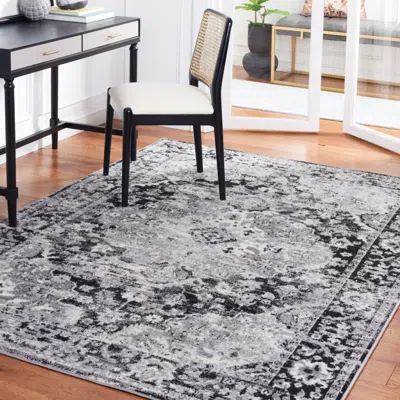 Safavieh Madison Machine Made Area Rug, Black / Grey Traditional Style Easy Care In Gray