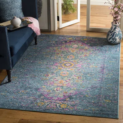 Safavieh Madison Machine Made Area Rug, Blue / Fuchsia Bohemian Style Easy Care