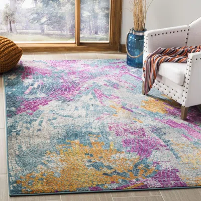 Safavieh Madison Machine Made Area Rug, Blue / Multi Contemporary Style Easy Care