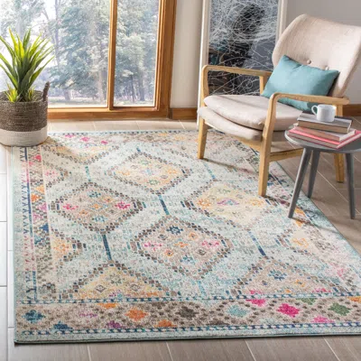 Safavieh Madison Machine Made Area Rug, Blue / Yellow Bohemian Style Easy Care In Multi