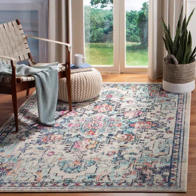 Safavieh Madison Machine Made Area Rug, Cream / Blue Bohemian Style Easy Care In Multi
