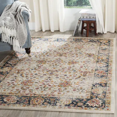 Safavieh Madison Machine Made Area Rug, Cream / Navy Traditional Style Easy Care In Gray