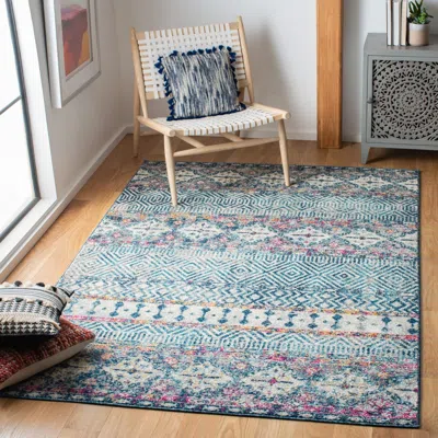 Safavieh Madison Machine Made Area Rug, Denim Blue / Purple Bohemian Style Easy Care In Multi