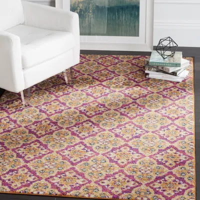 Safavieh Madison Machine Made Area Rug, Fuchsia / Gold Traditional Style Easy Care In Multi