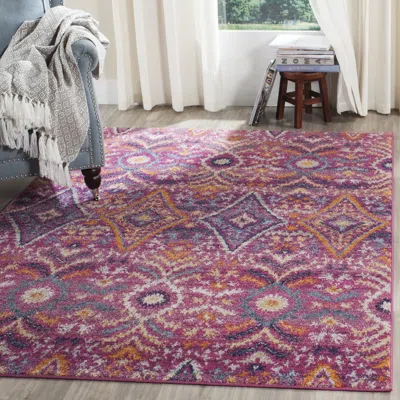 Safavieh Madison Machine Made Area Rug, Fuchsia / Multi Bohemian Style Easy Care