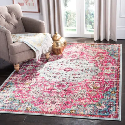 SAFAVIEH MADISON MACHINE MADE AREA RUG, FUCHSIA / TEAL TRADITIONAL STYLE EASY CARE