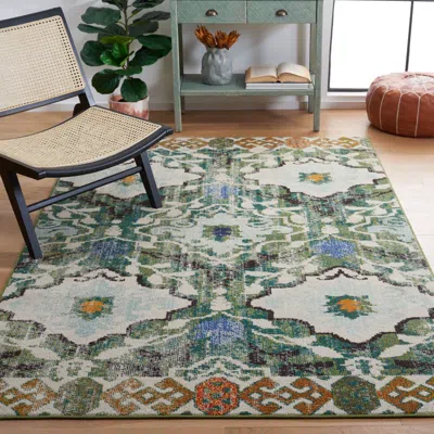Safavieh Madison Machine Made Area Rug, Green / Ivory Bohemian Style Easy Care