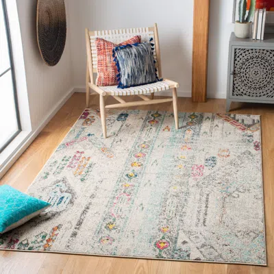 Safavieh Madison Machine Made Area Rug, Grey / Blue Bohemian Style Easy Care In Multi