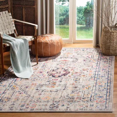 Safavieh Madison Machine Made Area Rug, Grey / Blue Bohemian Style Easy Care In Multi