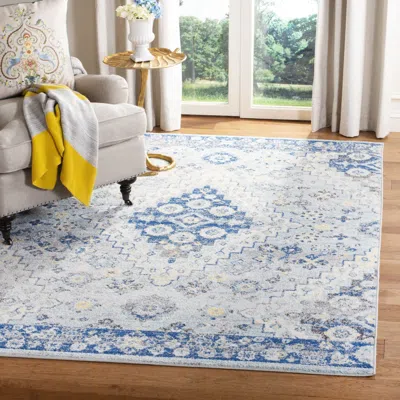 Safavieh Madison Machine Made Area Rug, Grey / Cream Traditional Style Easy Care In Blue