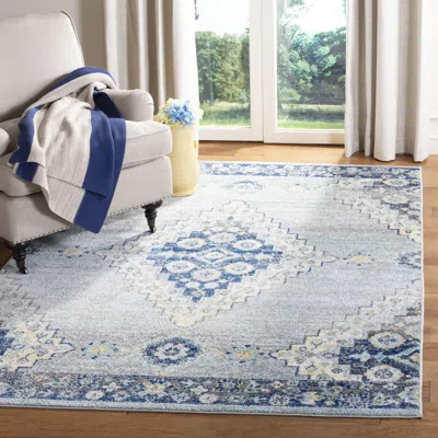 Safavieh Madison Machine Made Area Rug, Grey / Cream Traditional Style Easy Care In Blue