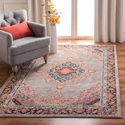 Safavieh Madison Machine Made Area Rug, Grey / Fuchsia Traditional Style Easy Care In Multi