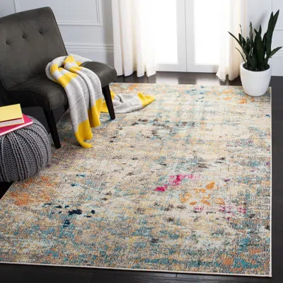 Safavieh Madison Machine Made Area Rug, Grey / Gold Contemporary Style Easy Care In Multi