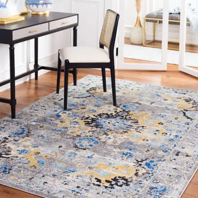 Safavieh Madison Machine Made Area Rug, Grey / Gold Traditional Style Easy Care In Gray
