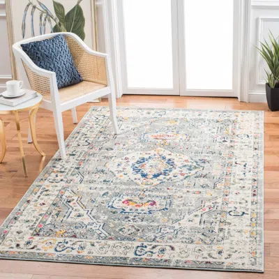 Safavieh Madison Machine Made Area Rug, Grey / Ivory Bohemian Style Easy Care In White