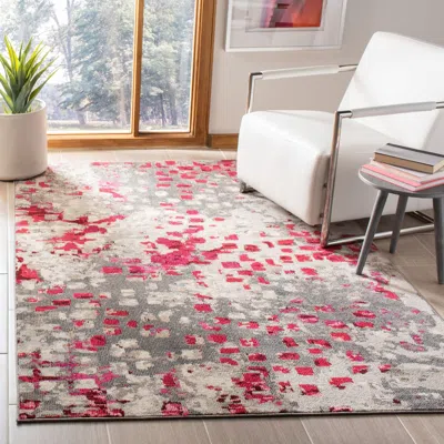 Safavieh Madison Machine Made Area Rug, Grey / Red Contemporary Style Easy Care In Gray