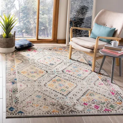Safavieh Madison Machine Made Area Rug, Grey / Yellow Bohemian Style Easy Care In Multi