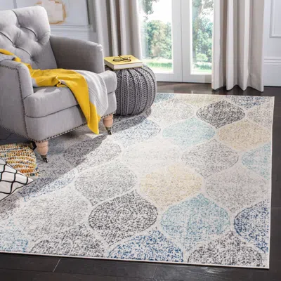 Safavieh Madison Machine Made Area Rug, Ivory / Blue Transitional Style Easy Care In Multi