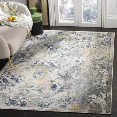Safavieh Madison Machine Made Area Rug, Ivory / Blue Transitional Style Easy Care In Multi