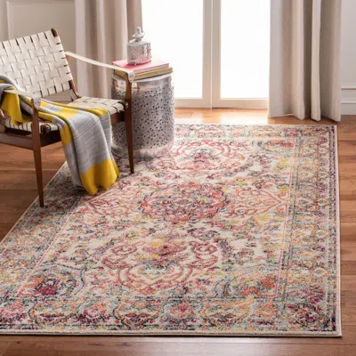 Safavieh Madison Machine Made Area Rug, Ivory / Red Traditional Style Easy Care In Multi