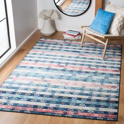 Safavieh Madison Machine Made Area Rug, Navy / Ivory Bohemian Style Easy Care In Blue