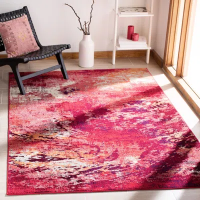 Safavieh Madison Machine Made Area Rug, Red / Ivory Contemporary Style Easy Care In Pink