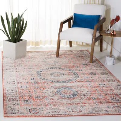 Safavieh Madison Machine Made Area Rug, Rust / Ivory Traditional Style Easy Care In Pink