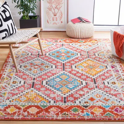 Safavieh Madison Machine Made Area Rug, Rust / Pink Bohemian Style Easy Care In Multi
