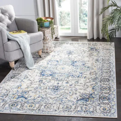 Safavieh Madison Machine Made Area Rug, Turquoise / Ivory Traditional Style Easy Care In White