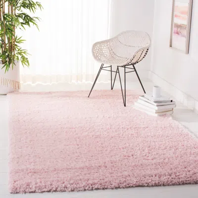 Safavieh Madrid Shag Machine Made Area Rug, Blush Shag / Flokati Style Easy Care In Pink