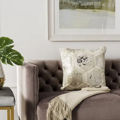 Safavieh Maggie Metallic Cowhide Pillow In Brown