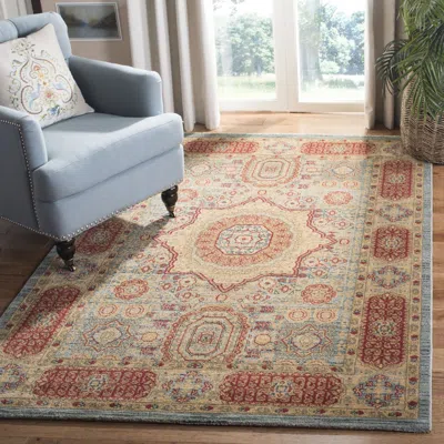 Safavieh Mahal Machine Made Area Rug, Navy / Red Traditional Style Easy Care In Brown