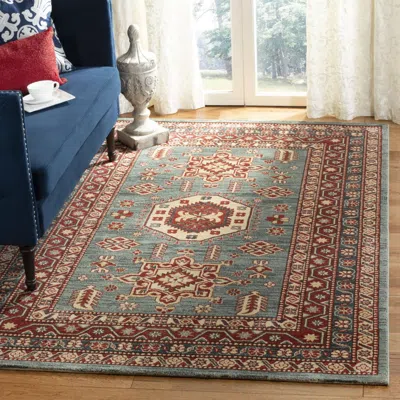Safavieh Mahal Machine Made Area Rug, Turquoise / Cream Traditional Style Easy Care In Blue