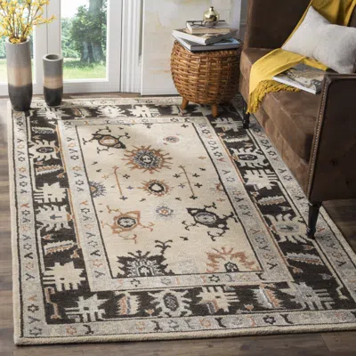 Safavieh Maharaja Hand Made Area Rug, Beige / Charcoal Traditional Style Non-shedding In Multi