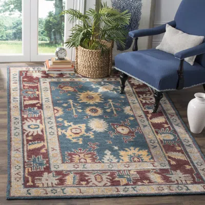 Safavieh Maharaja Hand Made Area Rug, Blue / Red Traditional Style Non-shedding In Multi