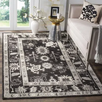 Safavieh Maharaja Hand Made Area Rug, Charcoal / Charcoal Traditional Style Non-shedding In Black