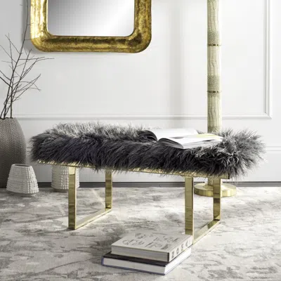Safavieh Maia Faux Lamb Bench In Black