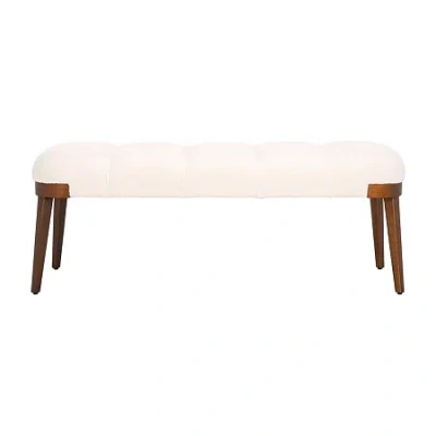 Safavieh Maila Velvet Wooden Bench In White