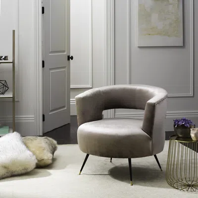 Safavieh Manet Velvet Retro Mid Century Accent Chair In Gray