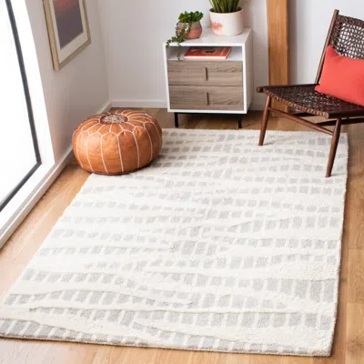 Safavieh Manhattan Hand Made Area Rug, Grey / Ivory Contemporary Style Non-shedding In Gray