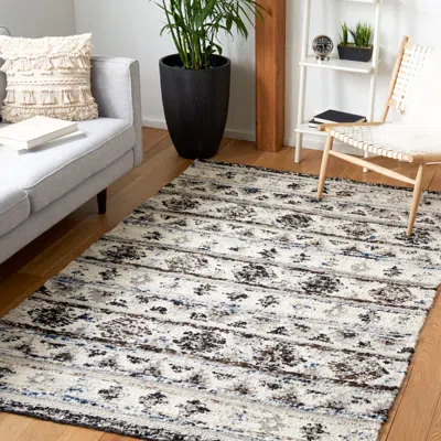 Safavieh Manhattan Hand Made Area Rug, Ivory / Black Bohemian Style Non-shedding In Gray