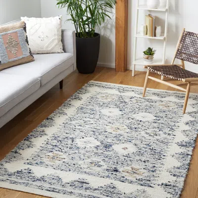 Safavieh Manhattan Hand Made Area Rug, Ivory / Blue Traditional Style Non-shedding