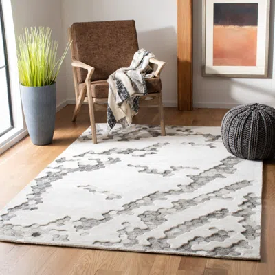 Safavieh Manhattan Hand Made Area Rug, Ivory Contemporary Style Non-shedding In Gray