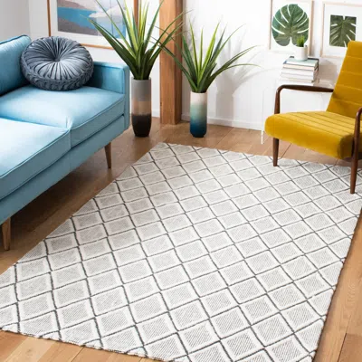 Safavieh Marbella Hand Made Area Rug, Ivory / Black Contemporary Style Non-shedding In Gray