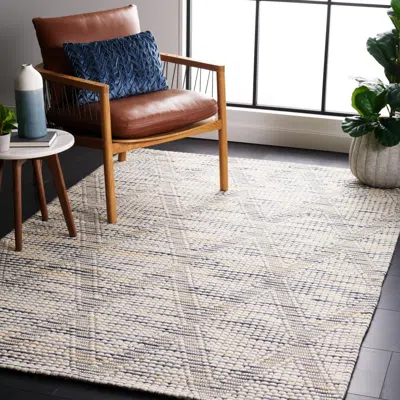 Safavieh Marbella Hand Made Area Rug, Ivory / Blue Contemporary Style Non-shedding In Neutral