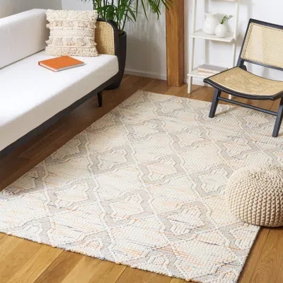 SAFAVIEH MARBELLA HAND MADE AREA RUG, IVORY / ORANGE TRANSITIONAL STYLE NON-SHEDDING